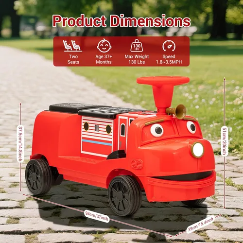 Miniatura 4 de Tren de paseo para niños de 12 V con licencia de CHUGGINGTON, auto de juguete de 2 plazas sin rieles con asiento ajustable, silbato de tren, faro