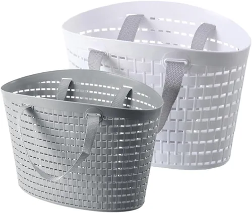 Miniatura 10 de Cesta de almacenamiento de plástico portátil con asa y caja organizadora para baño, despensa, cocina, dormitorio universitario, garaje, cesta