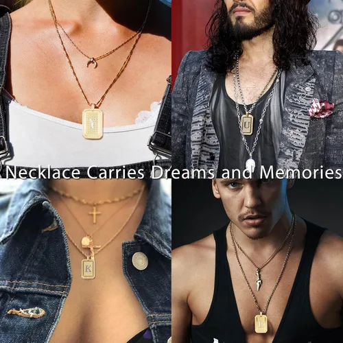 Miniatura 4 de Zillaly Collar con dije de inicial, letra mayúscula, oro de 18 quilates, joyería de diamantes A-Z para hombres y mujeres, regalo de Navidad, Acero