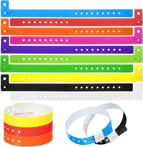 60 pulseras de plástico de vinilo, 10 colores desechables, pulseras de plástico neón para eventos, conciertos, carnavales, discotecas, bares, parques