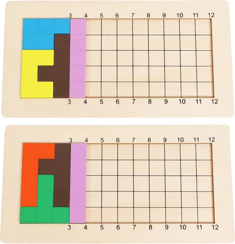 Miniatura 7 de Juegos de rompecabezas de pentominoes de madera, juegos de mesa familiares para niños y adultos, bloques de bloques de patrón matemático