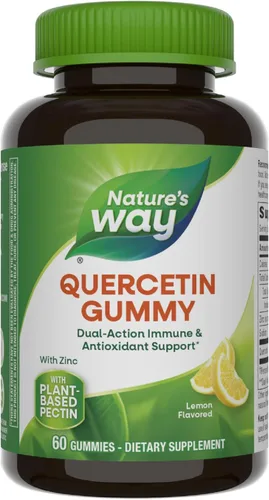 Nature's Way - Gomitas de quercetina con zinc, apoyo de defensa inmunológica*, potente antioxidante*, sabor a limón, 60 gomitas