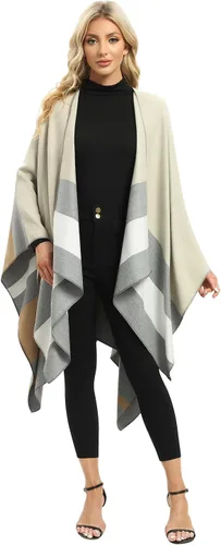 Miniatura 18 de Femdouce Manta cálida para mujer, ligera, con frente abierto, capa tipo poncho para primavera, otoño e invierno