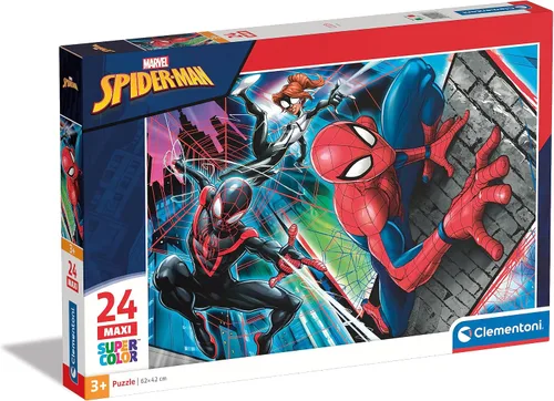 Clementoni 24497 Clementoni-24497-Supercolor Puzzle-Spiderman-24 piezas maxi, multicolor