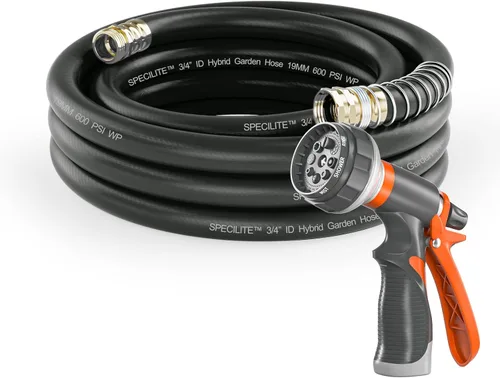 Miniatura 21 de SPECILITE Manguera de jardín de 50 pies x 5/8 pulgadas, manguera de agua resistente, flexible y ligera, explosión de 600 psi, manguera de goma 5/8