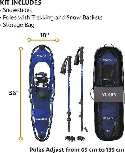 Miniatura 5 de Yukon Charlie's Kit avanzado de raquetas de nieve, incluye raquetas de nieve, bastones de senderismo y bolsa de viaje