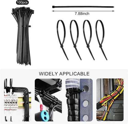 Miniatura 6 de Kit de organización de cables de 137 piezas, 4 fundas para cables, 100 bridas para cables, 10 clips para cables, 15 bridas adhesivas de pared, 10
