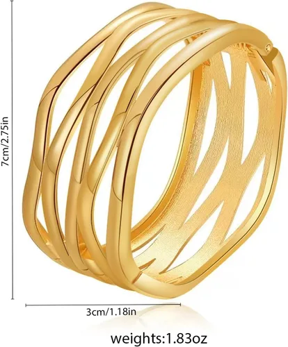 Miniatura 2 de PIPITREE Pulseras doradas para mujer, ajustables, gruesas, abiertas, minimalistas, doradas
