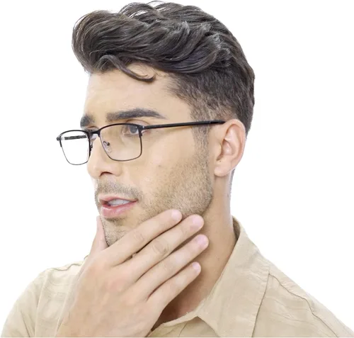 Miniatura 2 de HOTJOJO - Pack de 3 gafas de lectura bifocales para hombres, con bloqueo de luz azul para computadora, anti rayos UV/fatiga ocular/reflejos, gafas