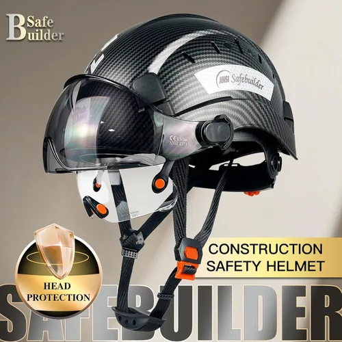 Miniatura 2 de SAFEBUILDER Casco de seguridad de construcción con visera incorporada Casco duro ABS con visera Ventilación ajustable Casco de trabajo Protección