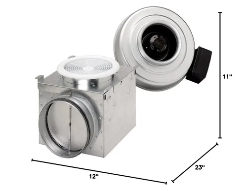 Miniatura 3 de Fantech - 40571 Serie PB190 Rejilla pequeña de 7 pulgadas de ancho 12, altura 11, profundidad 23, EE. UU., Kit de ventilador de baño en línea, bajo