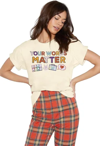 Miniatura 2 de Camiseta con texto en inglés "Your Words Matter", camiseta para profesora de educación especial, camiseta con gráfico inspirador
