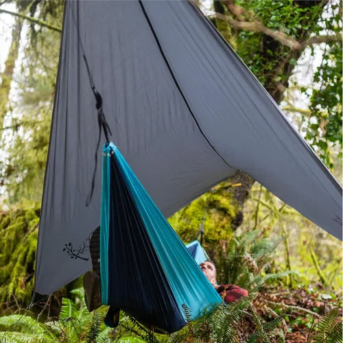 Miniatura 5 de Wise Owl Outfitters Toldo para Hamaca – Funda de lona impermeable para acampar con estacas de tienda de campaña y bolsa de transporte, refugio Gris