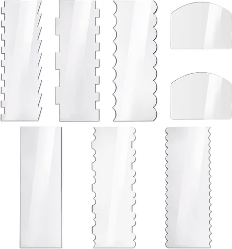Miniatura 9 de Juego de 8 raspadores de pasteles, herramienta más suave para bordes de pastel, cortador de pastelería, herramientas para hornear, raspador
