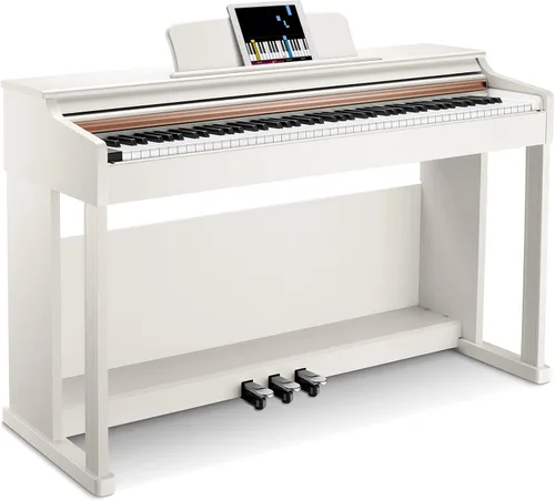 Donner DDP-100 - Piano digital de 88 teclas calibradas, juego de piano para principiantes con soporte para muebles, adaptador de corriente, color