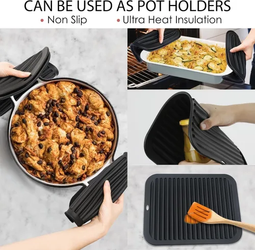 Miniatura 2 de Salvamanteles de silicona para ollas y sartenes calientes, paquete de 3 soportes resistentes al calor para cocina, tapete de silicona grande