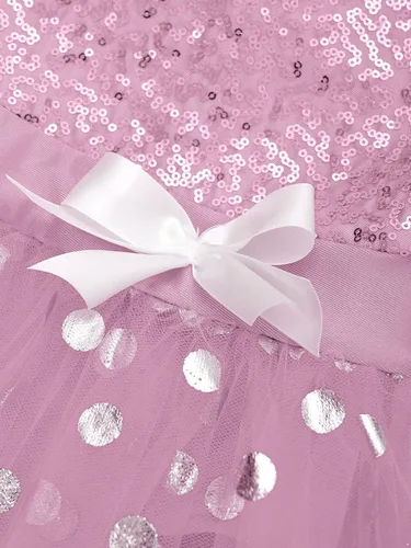Miniatura 96 de CHICTRY Vestido tutú de ballet con lentejuelas brillantes para niñas y niñas, moderno disfraz de baile latino de jazz