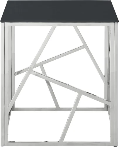 Miniatura 6 de Mesa de centro rectangular moderna de vidrio con parte superior de cristal templado negro y marco de acero inoxidable para sala de estar