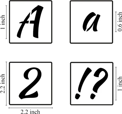 Miniatura 6 de Plantillas de letras del alfabeto de 1 pulgada para pintar, paquete de 70 plantillas de letras y números con letreros para pintar sobre madera