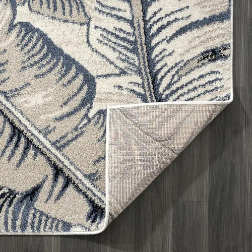 Miniatura 6 de Abani Tropical Design - Alfombra contemporánea con estampado de hojas azules y beige, 5 pies 3 pulgadas x 7 pies 6 pulgadas (5 x 8), no se