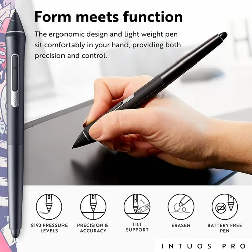 Miniatura 5 de Wacom Intuos Pro - Tableta de dibujo, pequeña tableta gráfica inalámbrica de arte de 10.6 x 6.7 pulgadas con Pro Pen 2 y anillo táctil, almohadilla