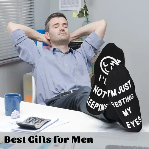 Miniatura 2 de ZXGXLAW Regalos de cumpleaños para papá, hombres, marido, abuelo, mujer, idea del día del padre, Navidad, Im Not Sleeping calcetines divertidos