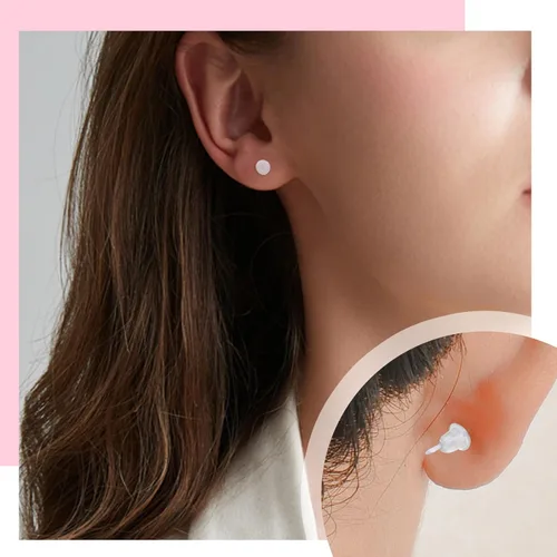 Miniatura 6 de TOAOB - 100 pares de aretes de plástico invisible de 0.118 pulgadas para tachuelas, pequeños hallazgos de cabeza con parte trasera de silicona
