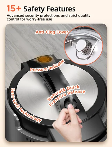 Miniatura 7 de Nuwave Duet Olla a Presión Eléctrica y Freidora de Aire Combo, 450 EN 1 Olla de Cocción Lenta y Parrilla con Sonda de Temperatura Digital Integrada
