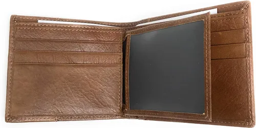 Miniatura 3 de Western - Cartera corta de cuero para hombre de cuerno largo con herramientas florales, Café, Billetera plegable