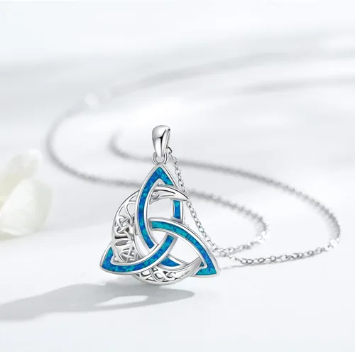 Miniatura 3 de CHENGHONG Collar de luna celta para mujer, plata de ley 925, con nudo celta y piedra lunar, collar irlandés creciente, joyería celta, regalo