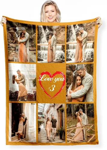 Miniatura 8 de Manta personalizada, manta personalizada, mantas de bebé para niñas y niños con collage de 1 a 9 fotos, cumpleaños para papá, mamá, niños, perros, 1