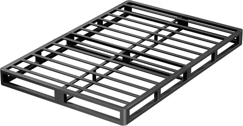 Miniatura 8 de VIPSHOW - Base de cama metálica de 10 pulgadas tamaño Queen con esquinas redondas, base de plataforma baja, listones de acero resistente hasta 3000