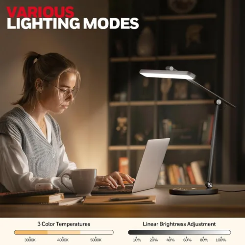 Miniatura 2 de Honeywell Lámpara de escritorio para oficina en casa, H4 Sunturalux Luz de escritorio LED para cuidado de los ojos, lámpara de escritorio regulable