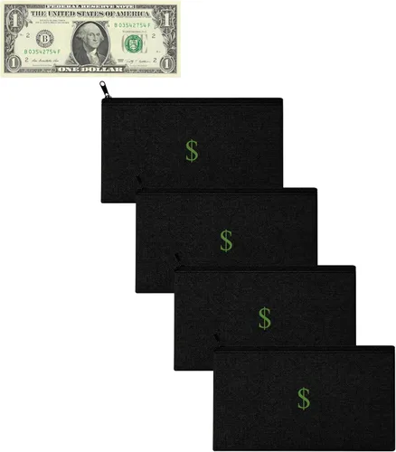 Miniatura 9 de Bolsa para efectivo/dinero. Impermeable, 7.7 x 4.5 pulgadas, tamaño perfecto, bolsa de viaje con icono de efectivo/símbolo/dólar/$. Organizador