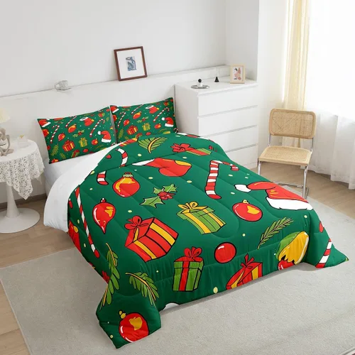 Miniatura 4 de Erosebridal Juego de edredón con gorro de Navidad, calcetines de Navidad, regalo de Navidad, decoración de ropa de cama, relleno de edredón de Feliz