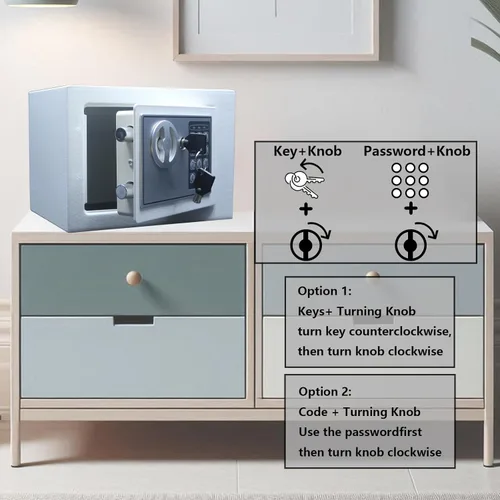 Miniatura 6 de Yuanshikj Caja de seguridad digital electrónica de lujo con teclado, para hogar, oficina, hotel, negocios, joyas, pistola, almacenamiento de Blanco