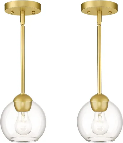 Miniatura 22 de Emak Luces colgantes modernas de globo de 7 pulgadas, lámparas colgantes industriales doradas, luces colgantes de 1 luz con pantalla de vidrio Oro
