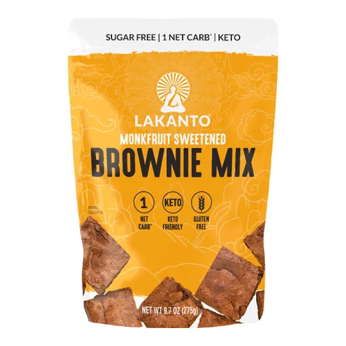 Lakanto Mezcla para Brownies Sin Azúcar - Endulzada con Edulcorante de Fruta del Monje y Eritritol, Apta para Dieta Cetogénica, Delicioso Cacao