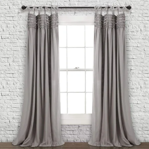 Lush Decor Lydia - Juego de cortinas con volantes para ventana, sala, comedor, dormitorio (par), 84 x 40 pulgadas, color gris