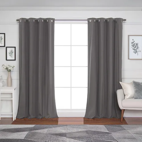 Miniatura 13 de Best Home Fashion ZeroLight - Cortinas opacas térmicas con ojales texturizados, 100 % de lino, color gris oscuro, 52 pulgadas de ancho x 63 pulgadas