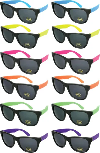 EDGEIWEAR Gafas de sol de neón de los años 80 para fiestas de adultos con certificación CPSIA sin contenido de plomo (Pb)