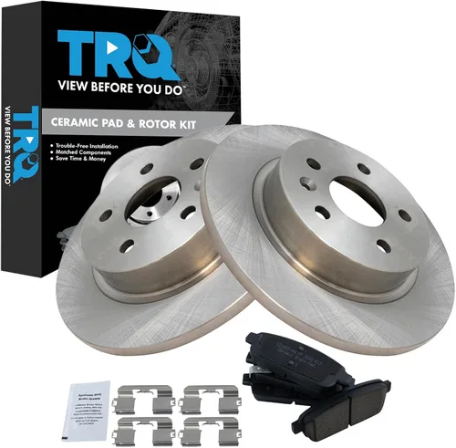 Miniatura 135 de TRQ Kit de rotor de freno trasero y pastillas de cerámica Posi premium compatible con camioneta Chevy GMC