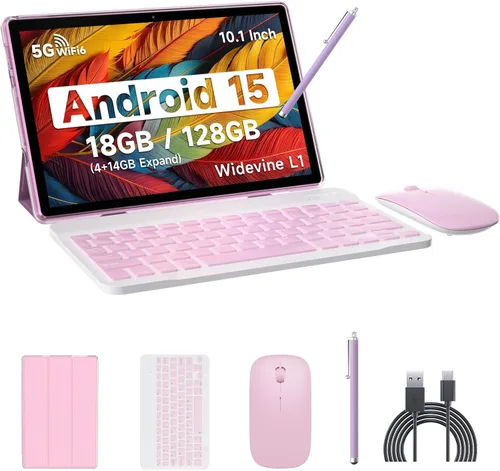 Miniatura 11 de IWEGGO Tablet Android 15, 10 pulgadas 18 GB RAM+128 GB ROM/2TB tableta expandible, procesador de cuatro núcleos de 2.0 GHz, pantalla táctil HD 1280