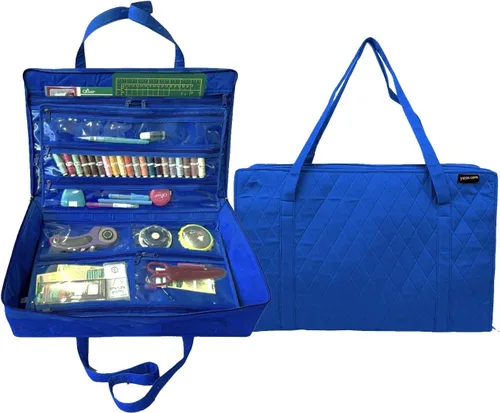 Miniatura 7 de Yazzii Bolsa organizadora Carry All – Bolsa de almacenamiento para manualidades con 20 bolsillos para suministros de acolchado, nociones de costura