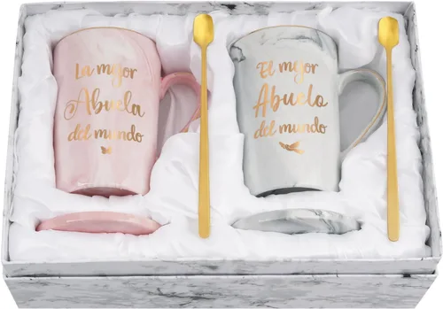 Maustic Abuela Abuelo Regalos en español, Las Mejores Tazas de Café de Abuela y Abuelo, Tazas de Café de la Mejor Abuela y Abuelo del Mundo, Regalos