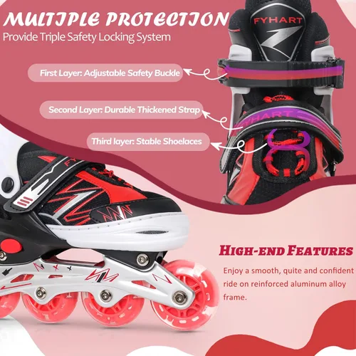 Miniatura 3 de Patines en línea ajustables para niñas y niños principiantes, patines en línea con ruedas iluminadas para niños y jóvenes para deportes