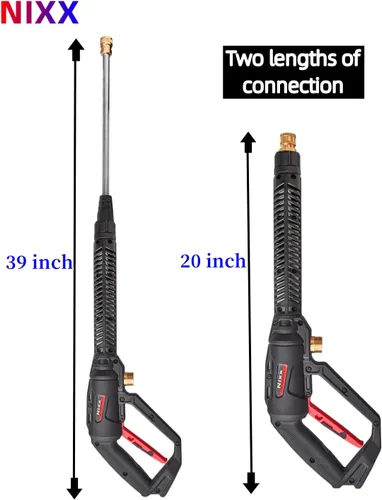 Miniatura 2 de NIXX Pistola de lavado a presión con varilla de extensión de lavado eléctrico 4000PSI, 5 puntas de boquilla de pulverizador, juego de adaptadores