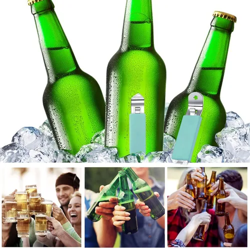 Miniatura 6 de 3 Piezas Abrebotellas Magnéticos Abridor de Latas Abridor de Cerveza Clásico Acero Inoxidable Abrebotellas Pequeño Perforador de Latas con Imán