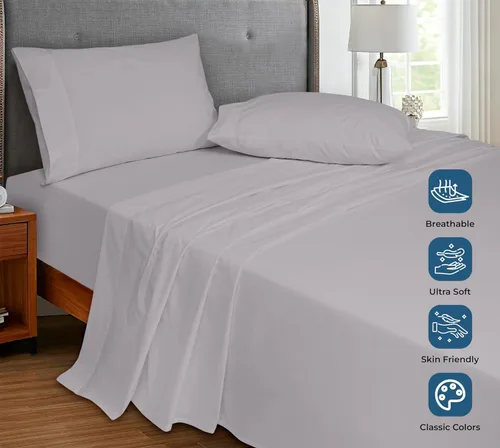 Miniatura 47 de Royale Linens Sábana encimera de tamaño individual XL 100% Algodón Orgánico – Super suave – Sábanas superiores de percal – Sábana encimera
