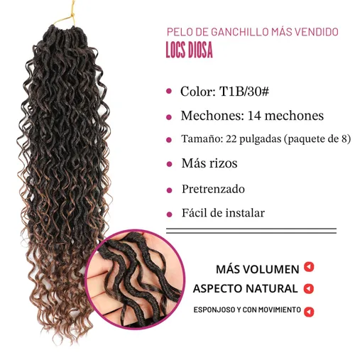 Miniatura 2 de 8 paquetes de cabello de ganchillo Goddess Faux Locs para mujeres negras, cabello largo de ganchillo Goddess Locs, Locs estilo boho, cabello River